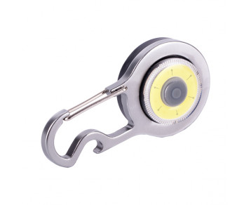 Lampka COB z karabińczykiem, srebrny 