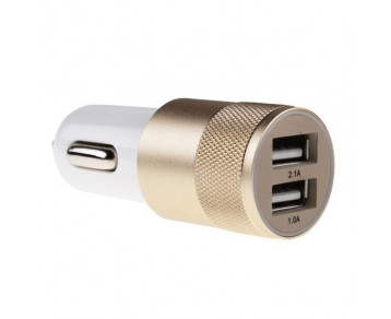 Metalowa ładowarka samochodowa x2 USB złota