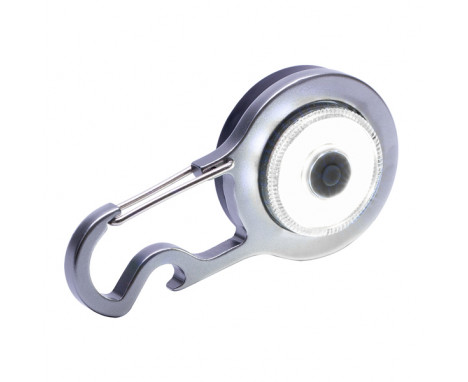 Lampka COB z karabińczykiem, srebrny 