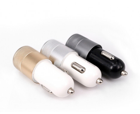 Metalowa ładowarka samochodowa x2 USB czarna