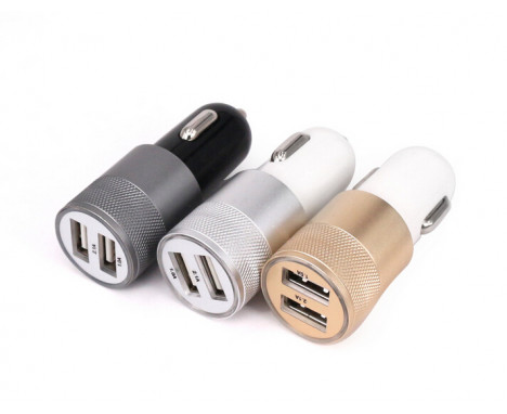 Metalowa ładowarka samochodowa x2 USB czarna