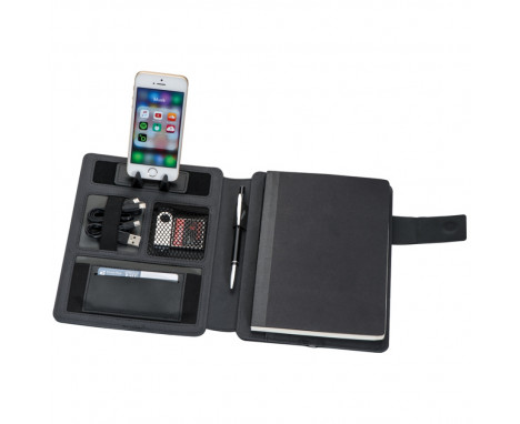 Notatnik z power bankiem 4000 mAh - czarny